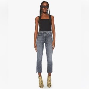 MOTHER The Insider High Rise Crop Step Fray Bootcut Jeans in Train Stops…